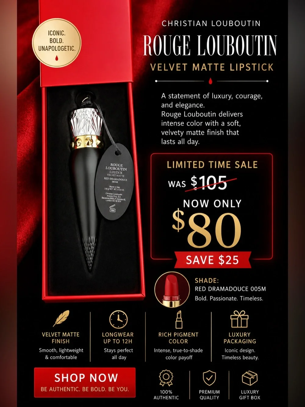 Christian Louboutin Velvet Matte Lipstick — Red Dramadeuce